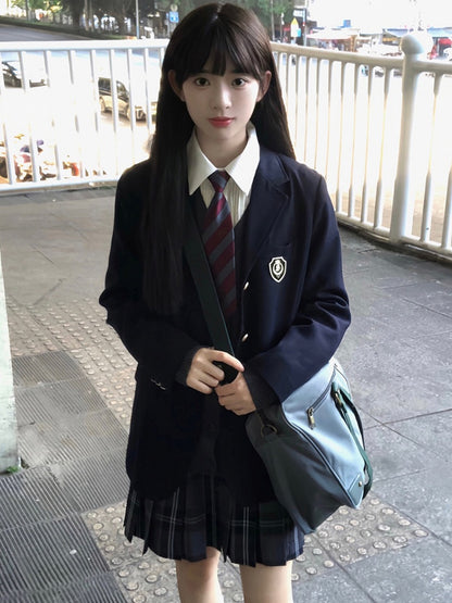 Uniform Skirt Pattern 45CM JK Plaid Black Pleated