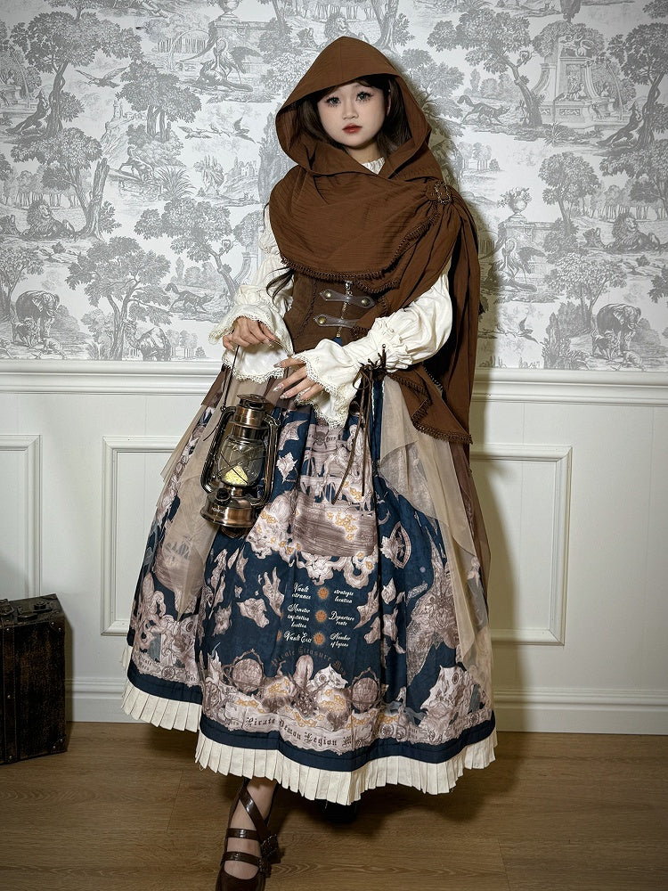 Coffee Wasteland Hooded Punk Shawl