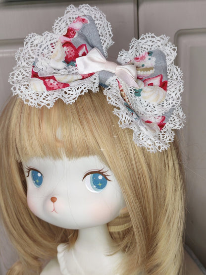 Options Lolita 2 Bowknot Color Sweet Strawberry Pattern Hairclip
