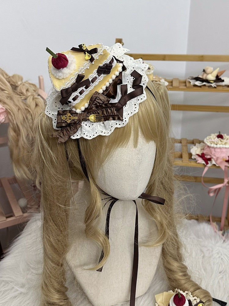 Gelb/Rosa/Blau Cake Lolita Mini und Kirsche Dreieck Dekoration Schleife mit süßen Hut