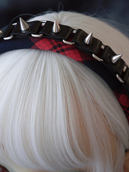 Ohrstecker Rot KC Charm Schnalle Design Mit Gitarre Muster Schwarz Plaid Und