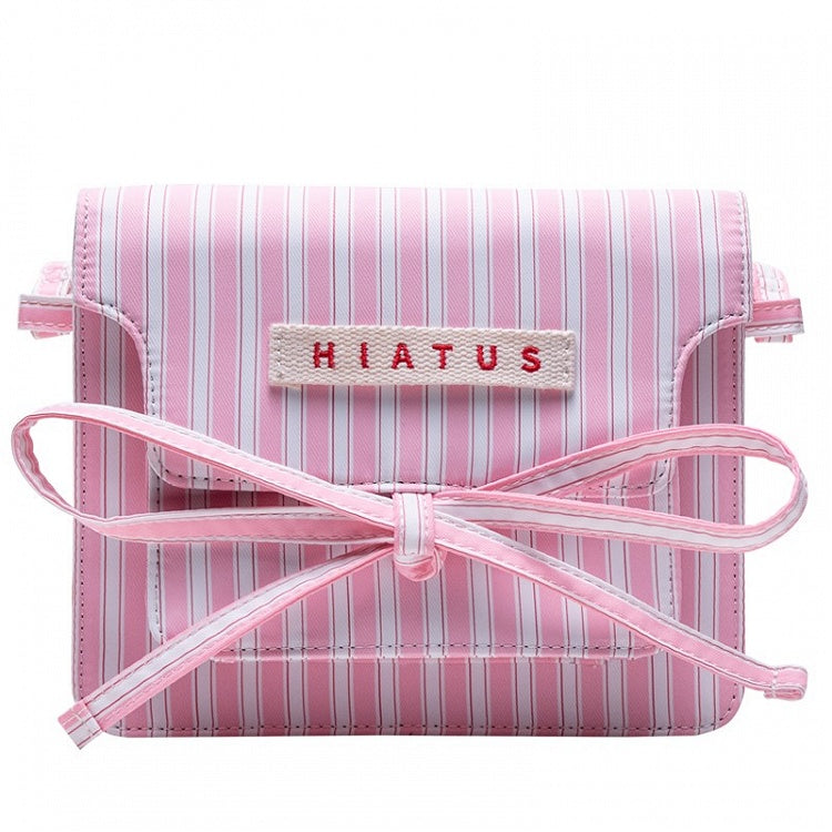 Charming Pink Striped Bow Crossbody Bag