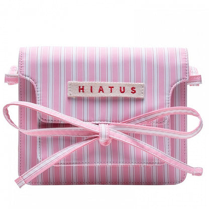 Charming Pink Striped Bow Crossbody Bag
