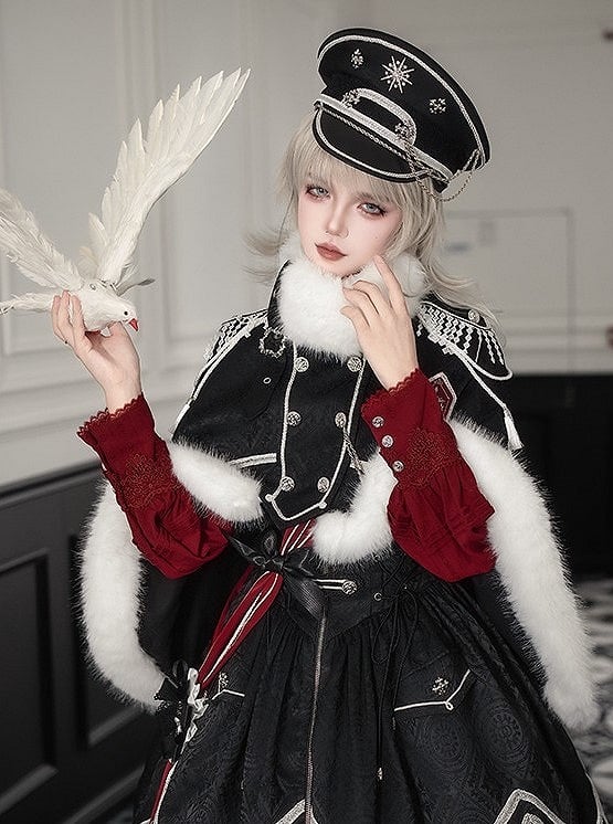 Military Lolita Chain Hat – Black & Silver, Alice Girl