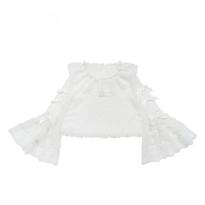 Accents Lolita Bow Bell Lace Sleeves with White Blouse