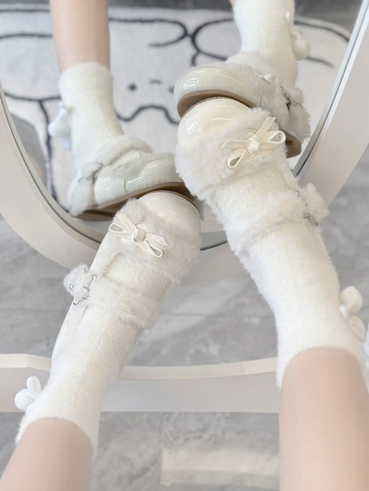 White Sweet Lolita Mary Jane Shoes with Star Snap by Bittersweet Antler