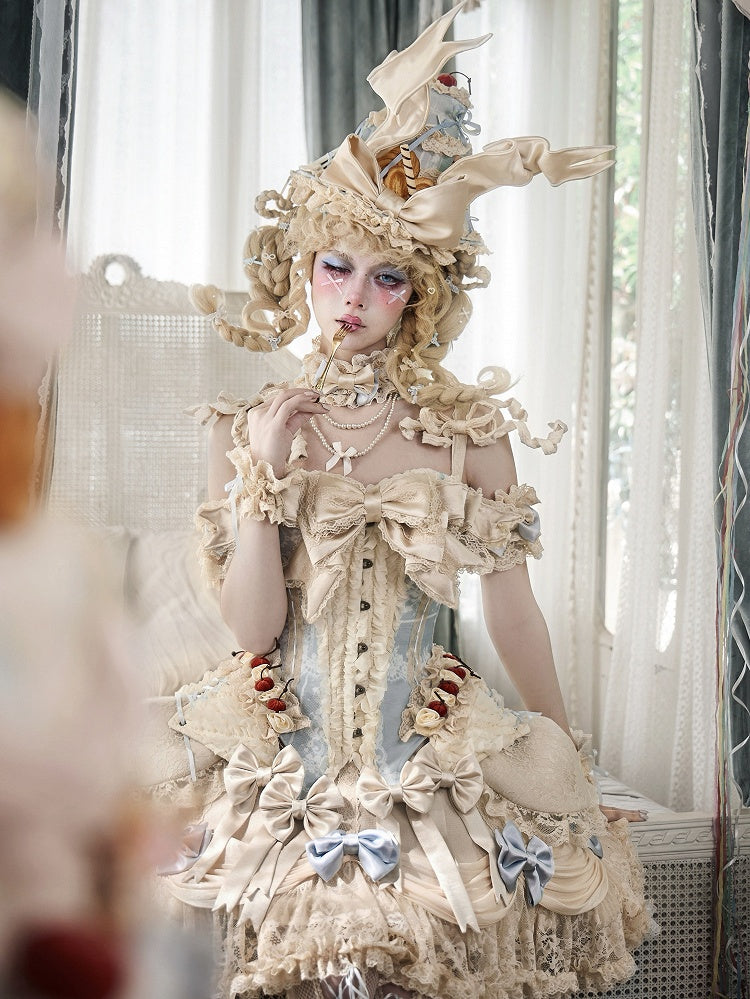 Cherry Mousse Corset with Detachable Straps & Bow - Blood Supply