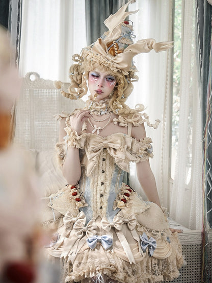 Cherry Mousse Corset with Detachable Straps & Bow - Blood Supply
