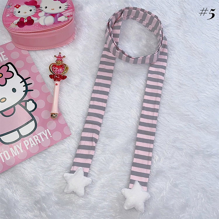 Y2K Plush Star Striped Scarf