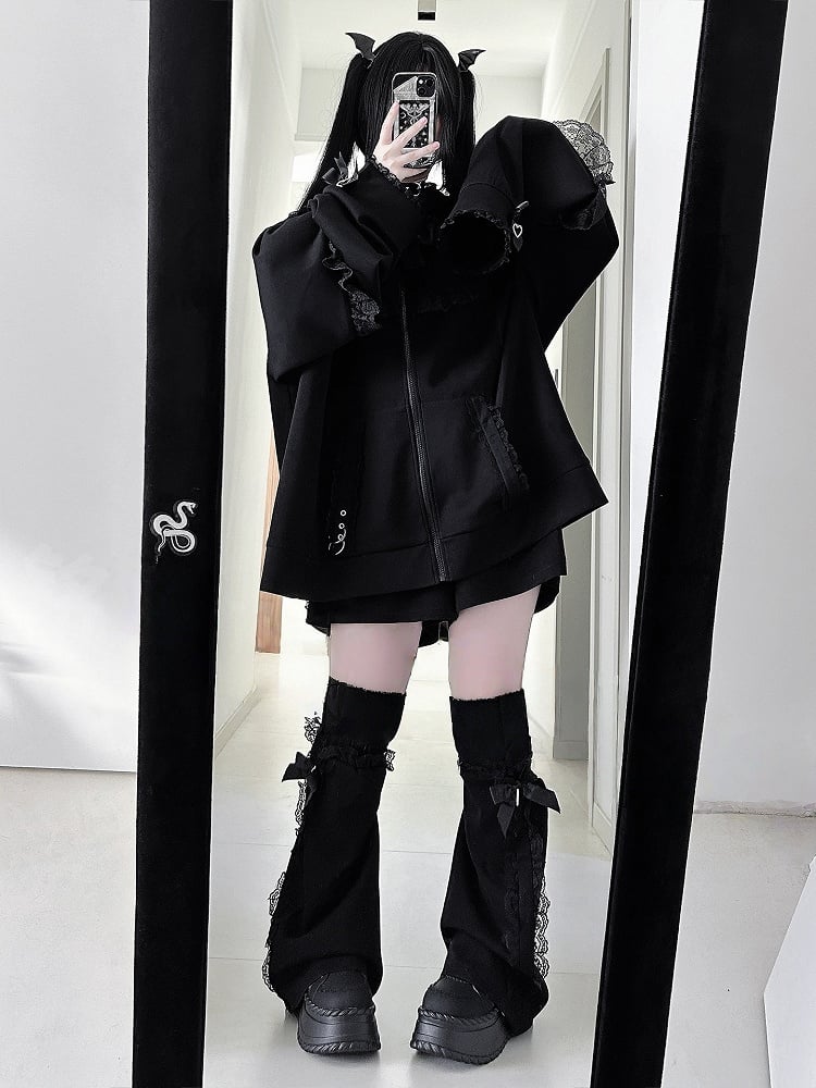 Shorts Lace with Kei Jirai Black Decoration Cross