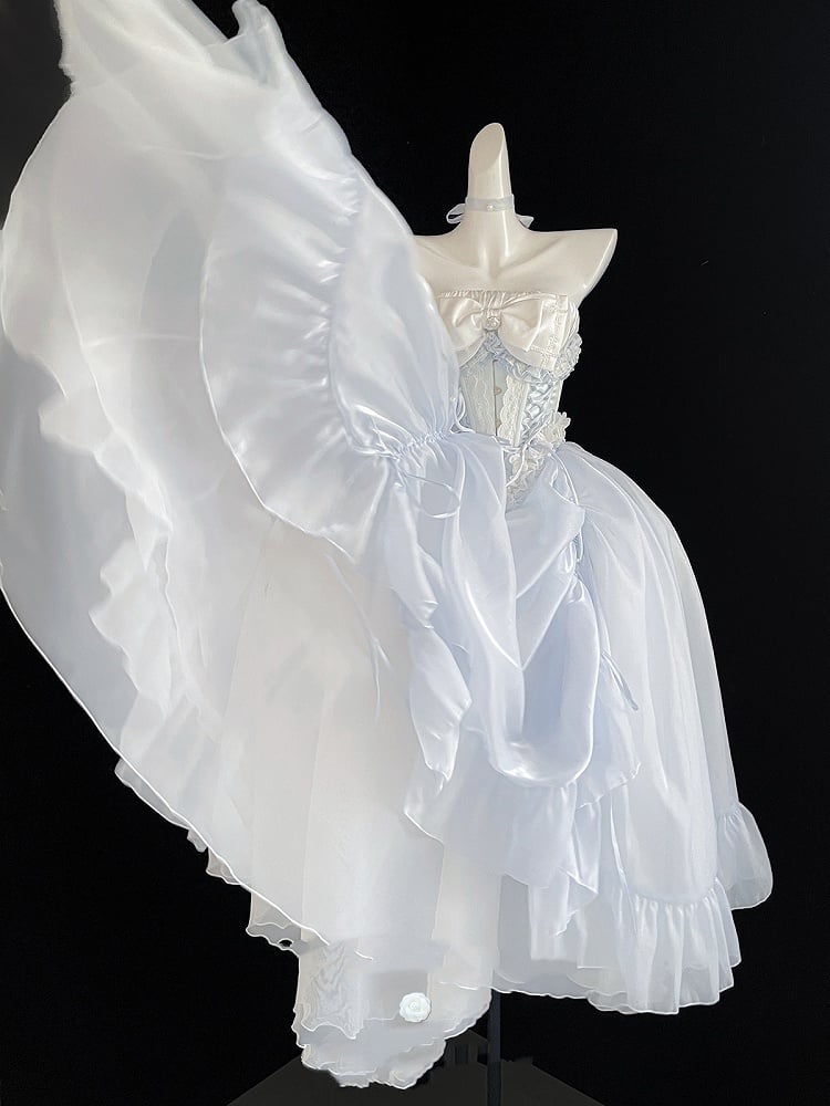 ブルーのロングドローストリングアンダースカート