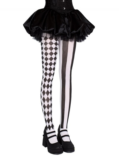 ブラック / アシンメトリープリント バイブス サーカス タイツ ピエロ レッド