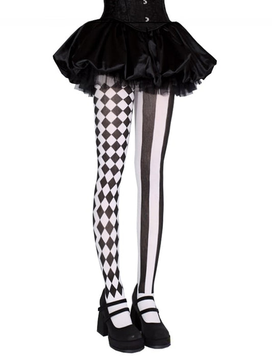 ブラック / アシンメトリープリント バイブス サーカス タイツ ピエロ レッド