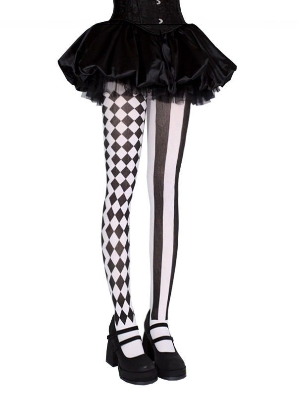 Vibes Asymmetrical Clown / Black Red Tights Circus Print