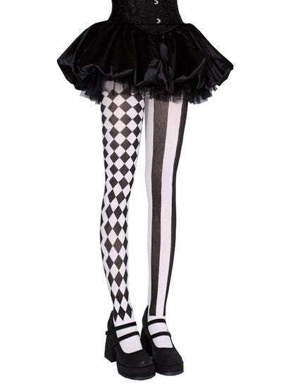 Vibes Asymmetrical Clown / Black Red Tights Circus Print