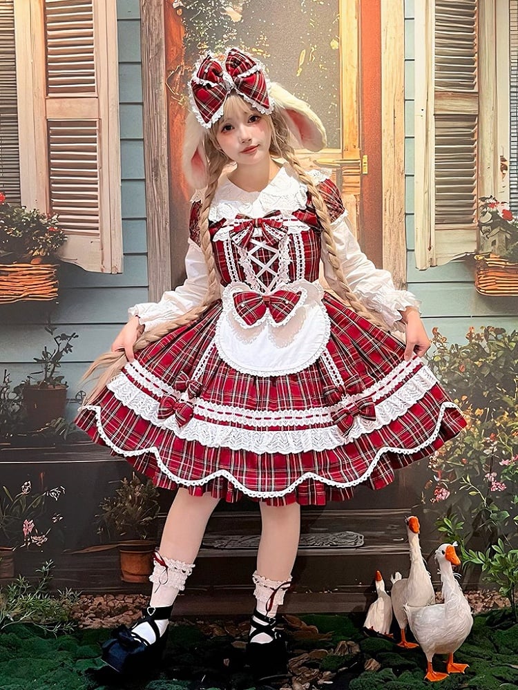 Design Lolita Trim Lace Bear Apron Ear White with