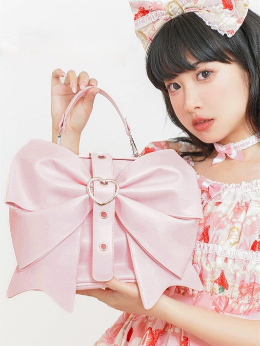 Bowknot Pink Large Backpack PU