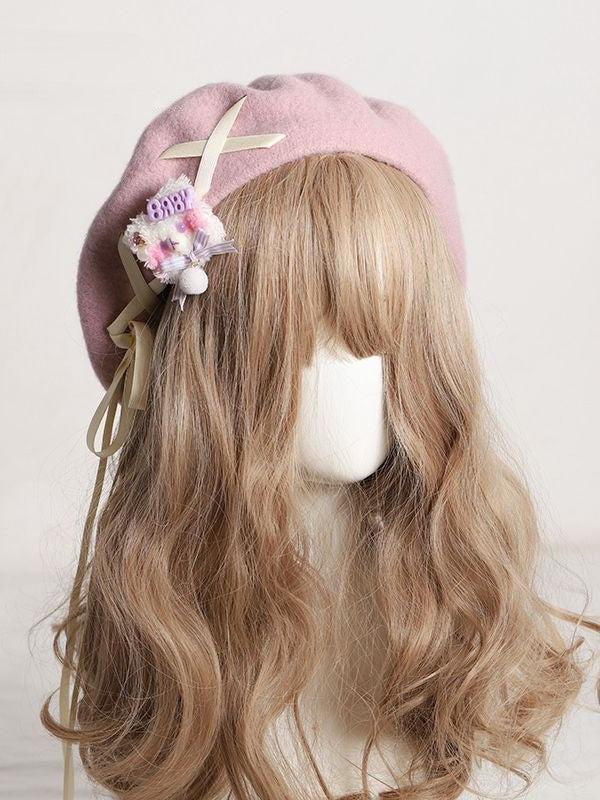 and Decorated Bear Color Plush with Options – 8 a Beret Accents Charm Ribbon