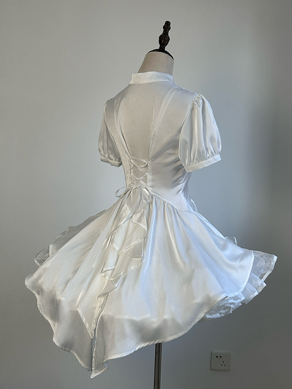 Puff Lolita Short White Sleeves Gothic Ouji Shirt Split-Tail