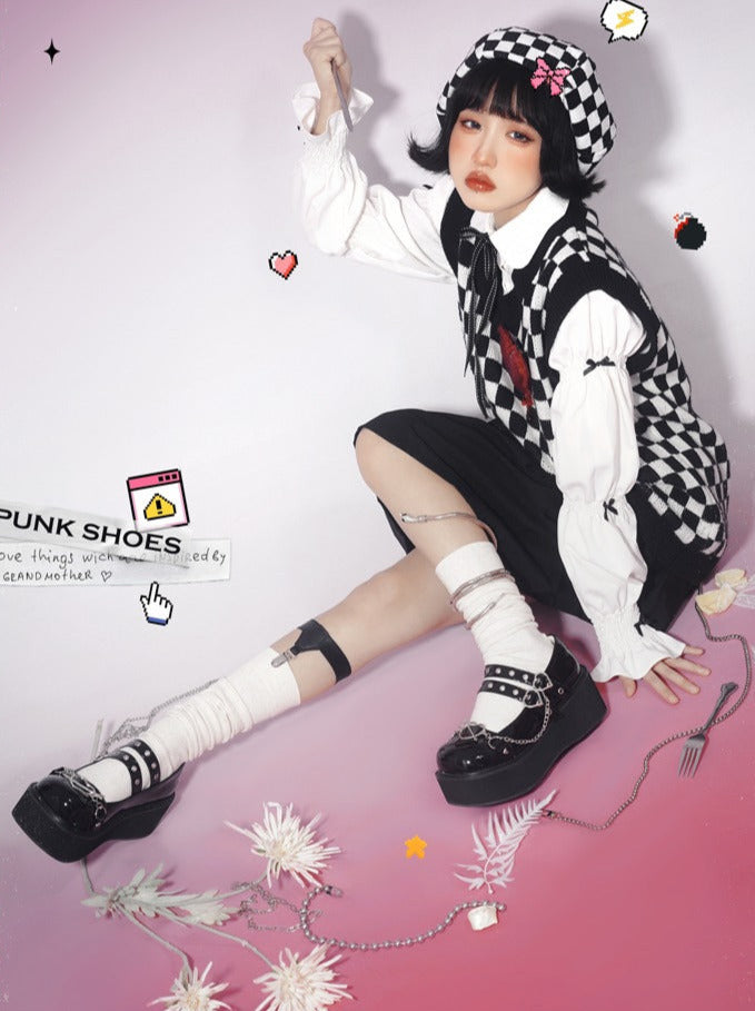 Retro Toe Spicy Platform Shoes Lolita Punk Heeled High Round