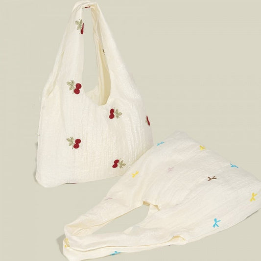 Kawaii Shoulder with Embroidery Bag Tote Detials