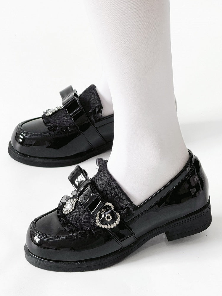 Jirai Polished Black Low Slip-On - with Loafers Kei Heel