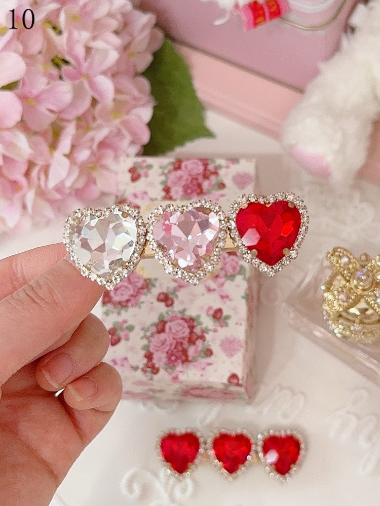 11 Optionen Strass Herz Haarspange