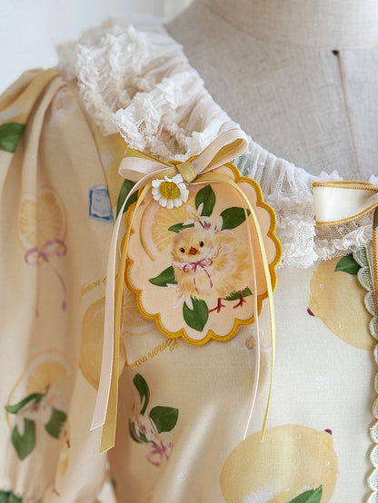 / and Print Green Chick Lemon Yellow Brooch