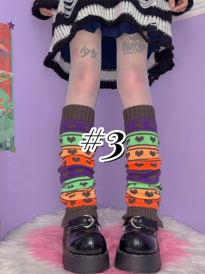 ストライプ柄ニットレッグウォーマー