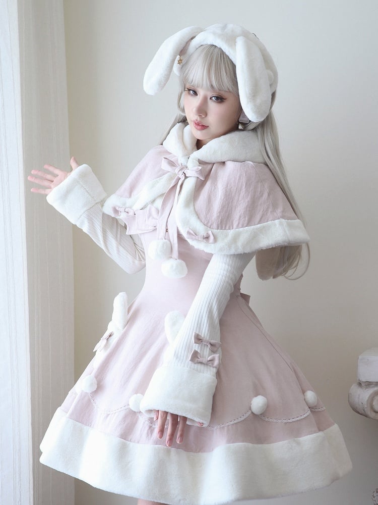 ホワイトのスイートなぬいぐるみウサギの耳のヘアバンド