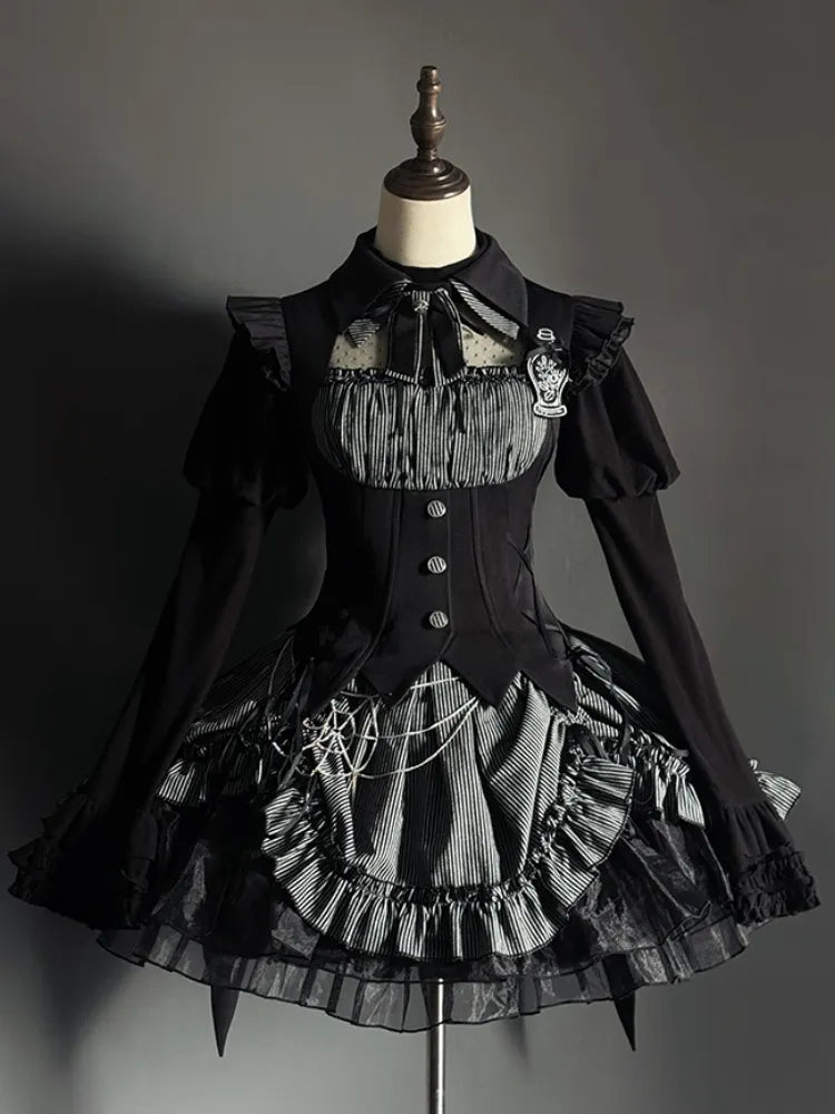 ブラック ジュリエットスリーブ フラウンスヘムライン ロングスリーブ トップス