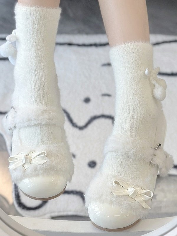 White Sweet Lolita Mary Jane Shoes with Star Snap by Bittersweet Antler