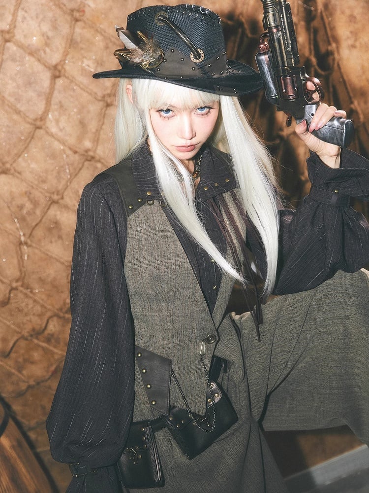 Punk CoffeeGray Steampunk Wasteland Weste