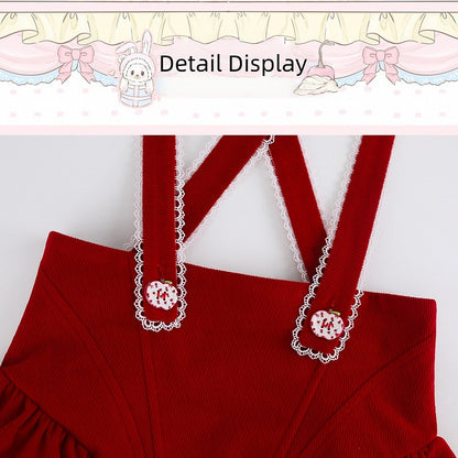 Salopette Short Bulle Rouge Dentelle - Sérénité