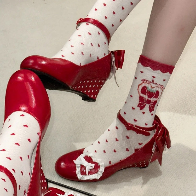 Mary - PU Heart Lolita Shoes Sweet Removable Jane Design Wedge