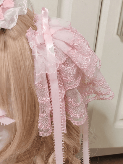 Sweet Lace Multi-layer Lolita Hairclip Pink