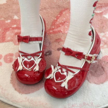Low-heel Candy-shaped Sweet Red Wine Themed Candy with Shoes Straps Lolita Ornaments Crisscross