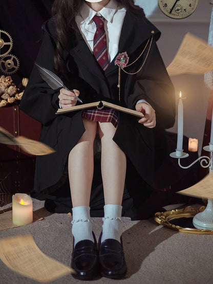 Normal/Verdicken und für den Winter Schwarze Version Herbst Preppy Vintage Kapuzenmantel