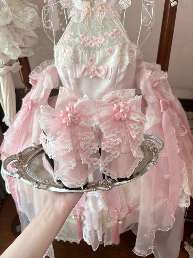 Pink Cherry Flower Heel Sweet Lolita Shoes with Bow - XIN MENG