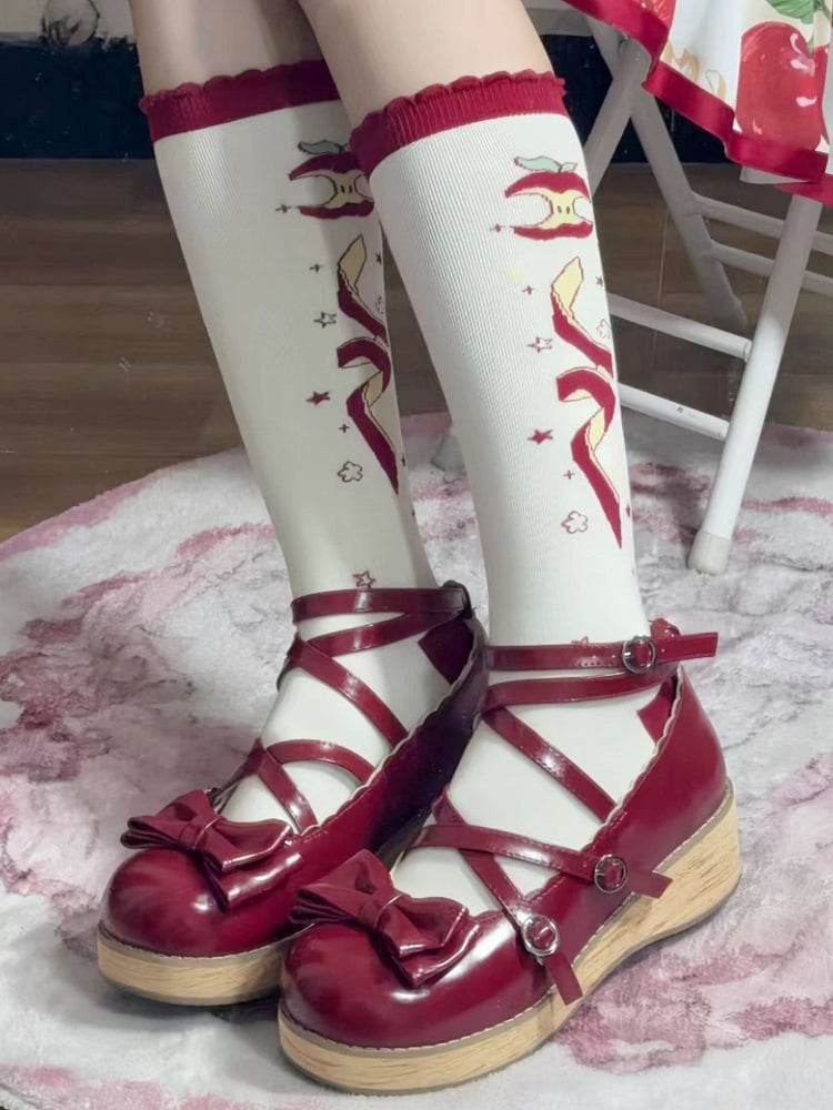 Apple Socks Lolita Rotes Weihnachtskalb