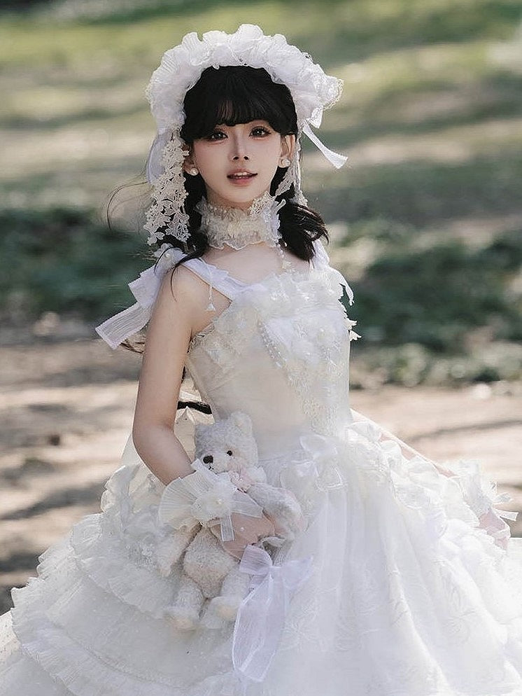 White Valley the Choker with of Pendant Lily Lace
