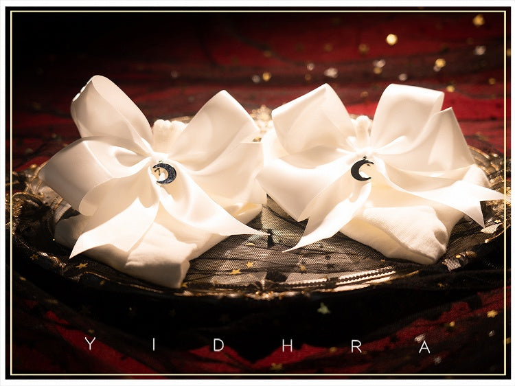 Schwarz-weiße Halbmond-Charms Bownkot Lolita Socken