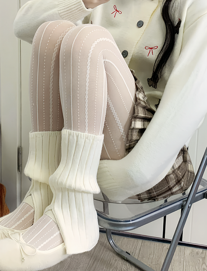 ミルクホワイト/グレー/コーヒー/ブラック スプリットニット レッグウォーマー