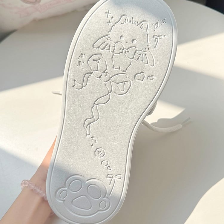 Closure Paw Lace-up Sweet Canvas Lolita Platform Sneakers-Cat Prints Black