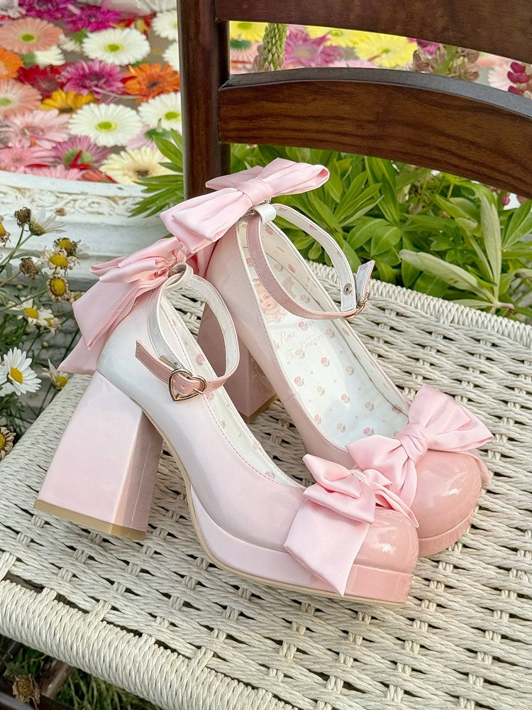 Shoes Mary Sweet Bowknot Round Pink Details Toe Janes Platform Lolita