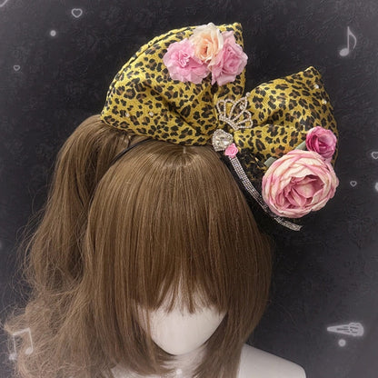 Bow Gyaru Fashion Headpieces Hime Leopard - Styles Print KC 3-Color