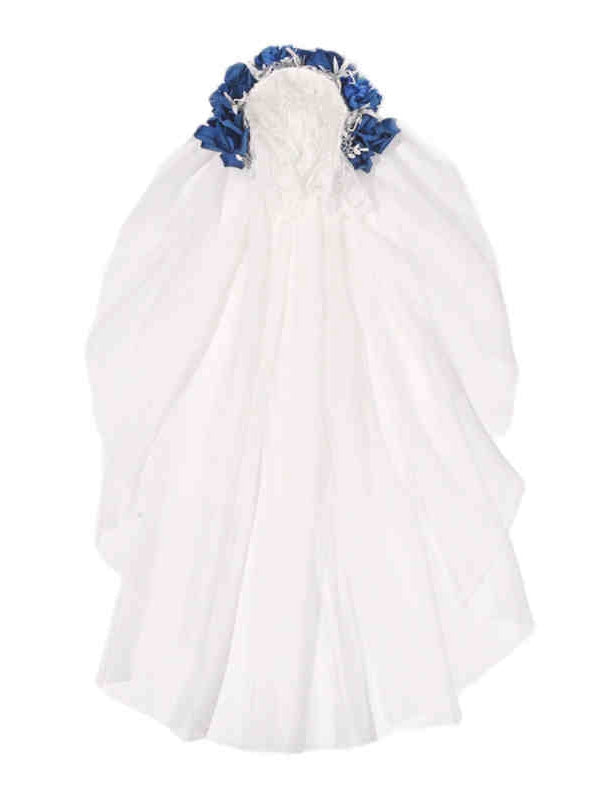 Weißer Gothic-Blau-Blumen-Brautschleier