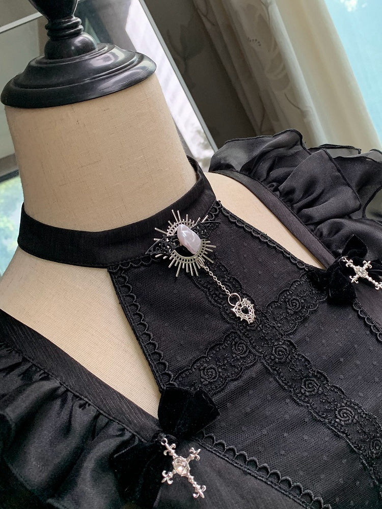 Gothic-Brosche aus Metall, Silber