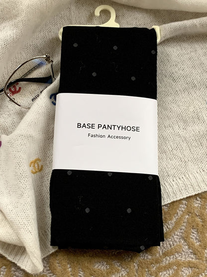 ダークグレー/ブラック 水玉模様 タイツ