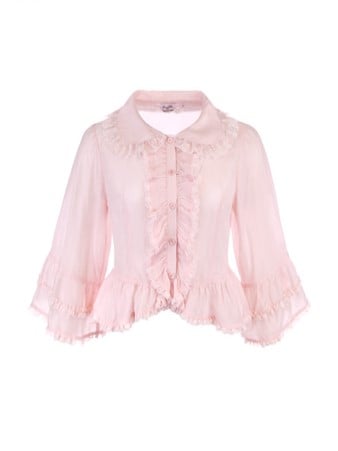 Gerüschte, sonnenschützende rosa Ärmel mit Cardigan-Glocke